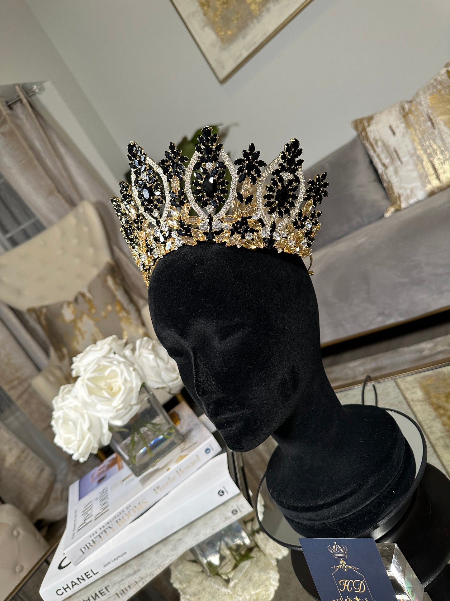 Black and Gold Quinceañera/Bridal Crown