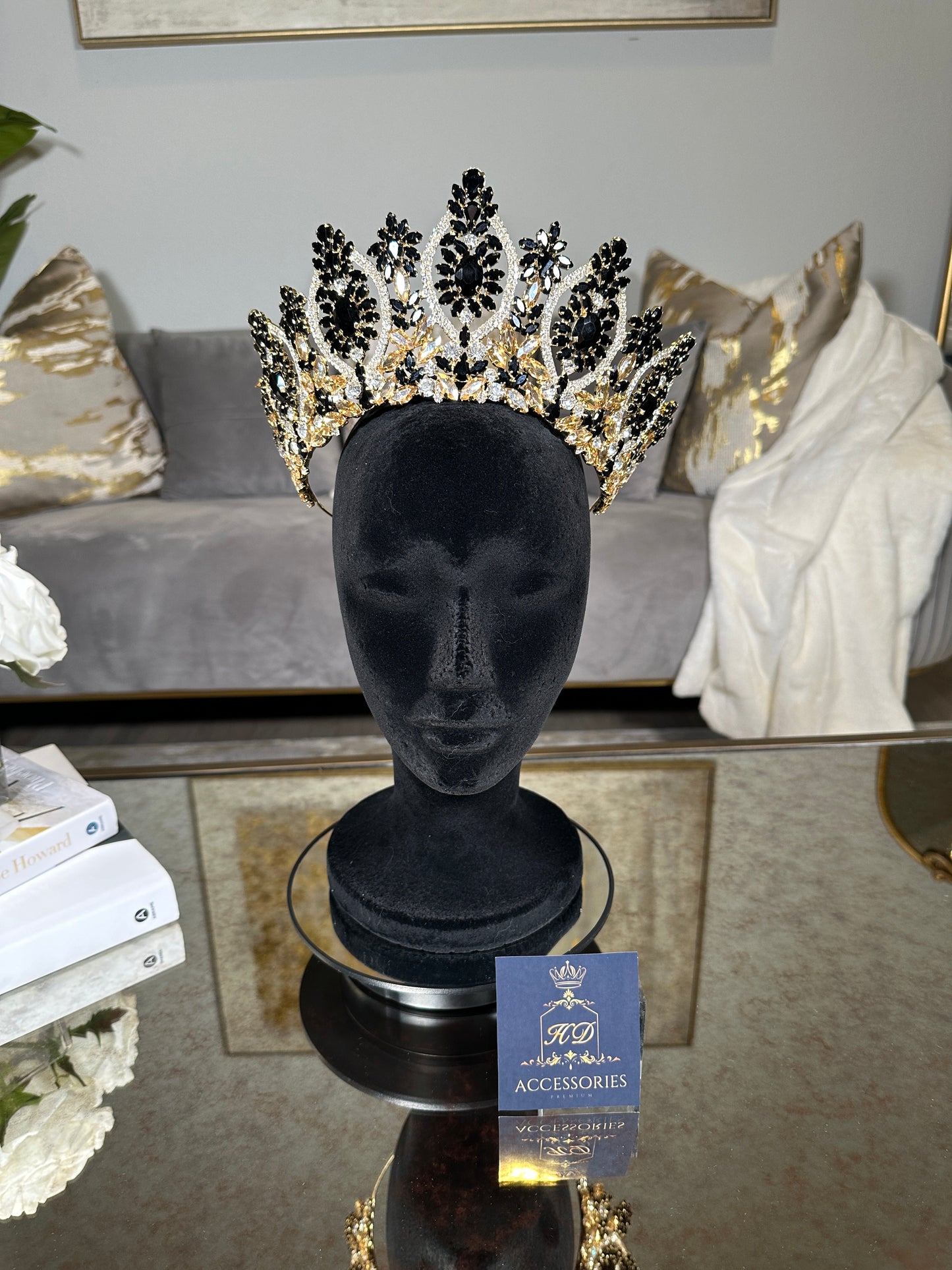 Black and Gold Quinceañera/Bridal Crown