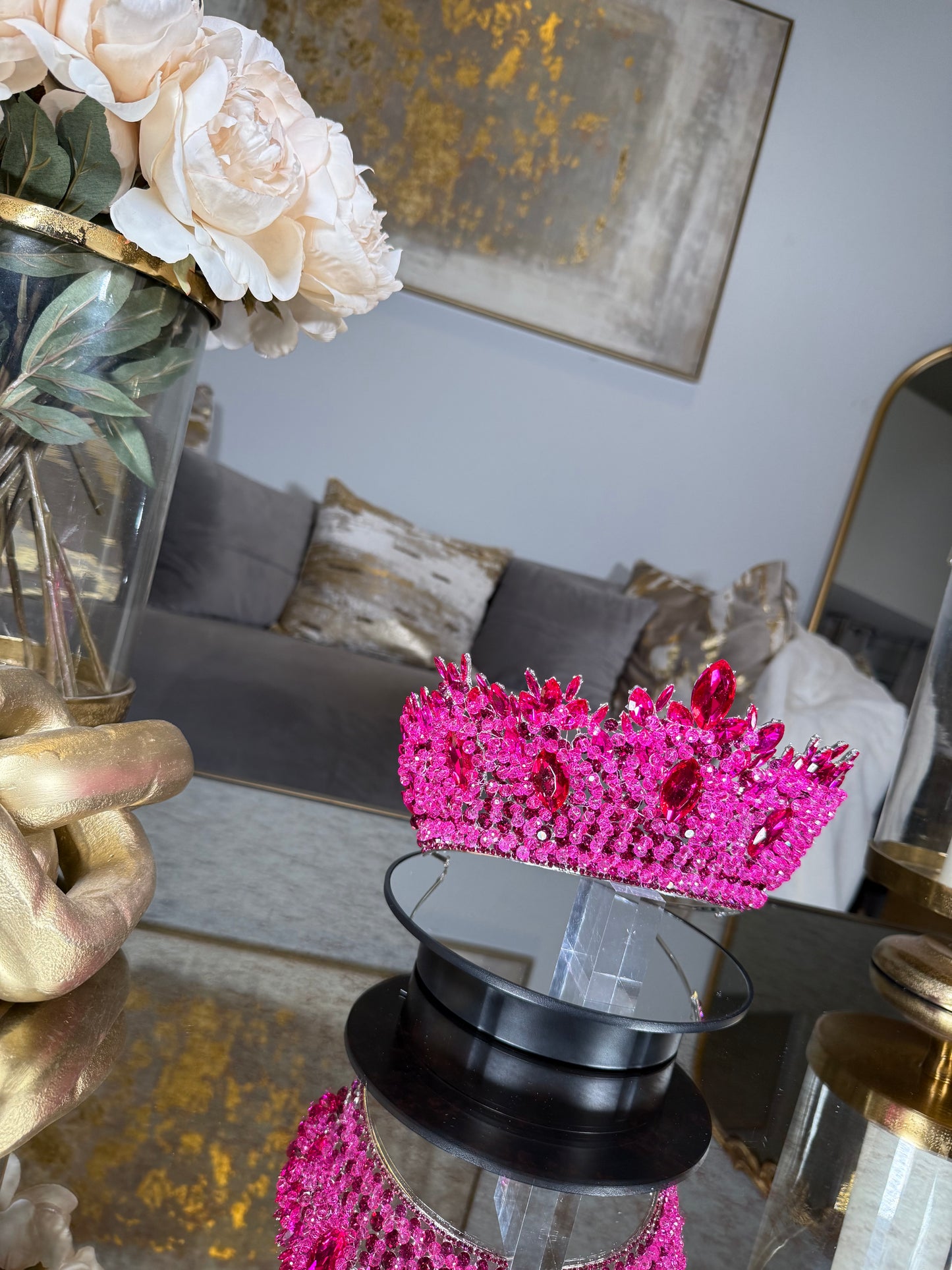 Hot Pink Beaded Crown