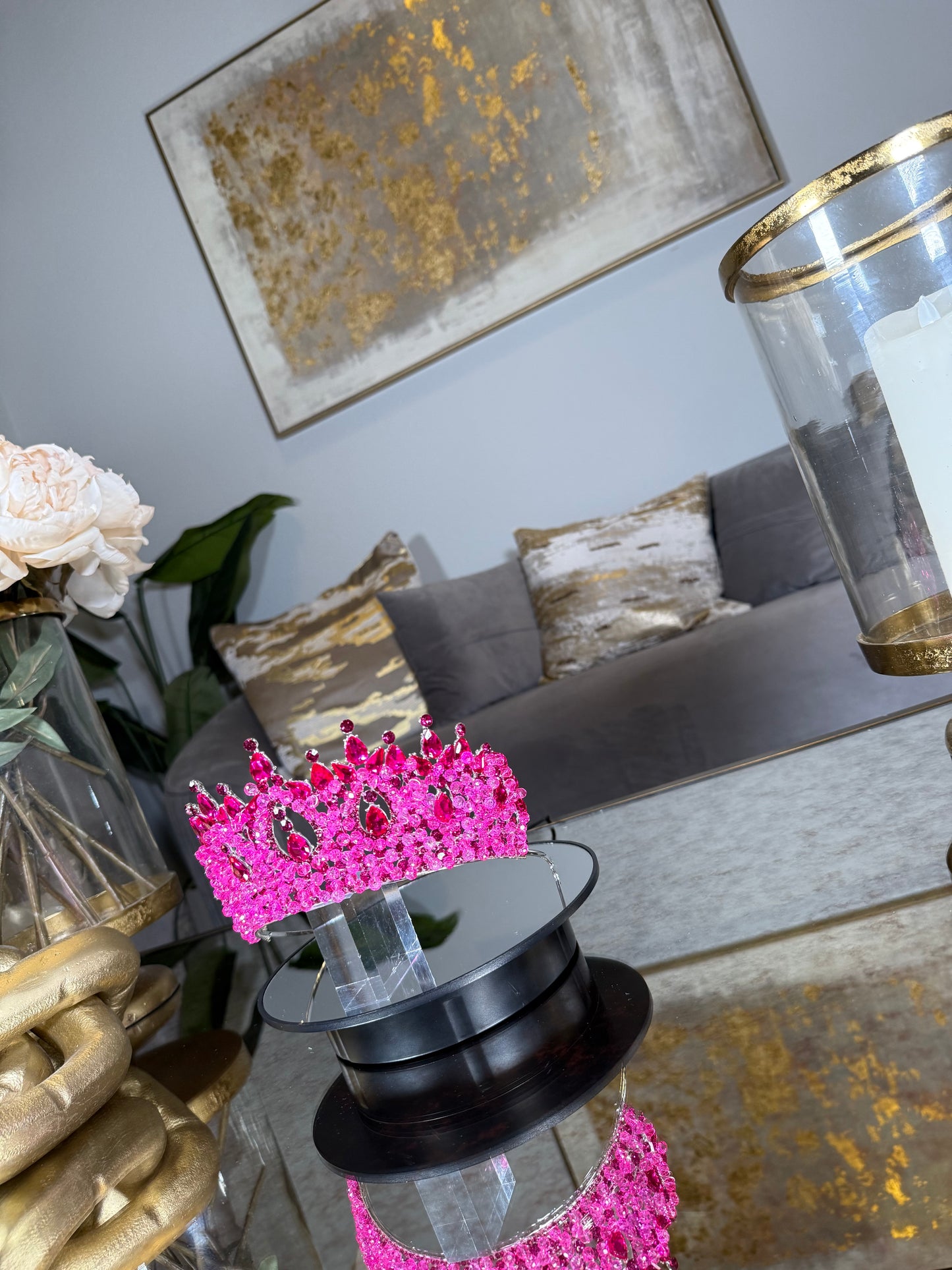 Hot Pink Beaded Crown