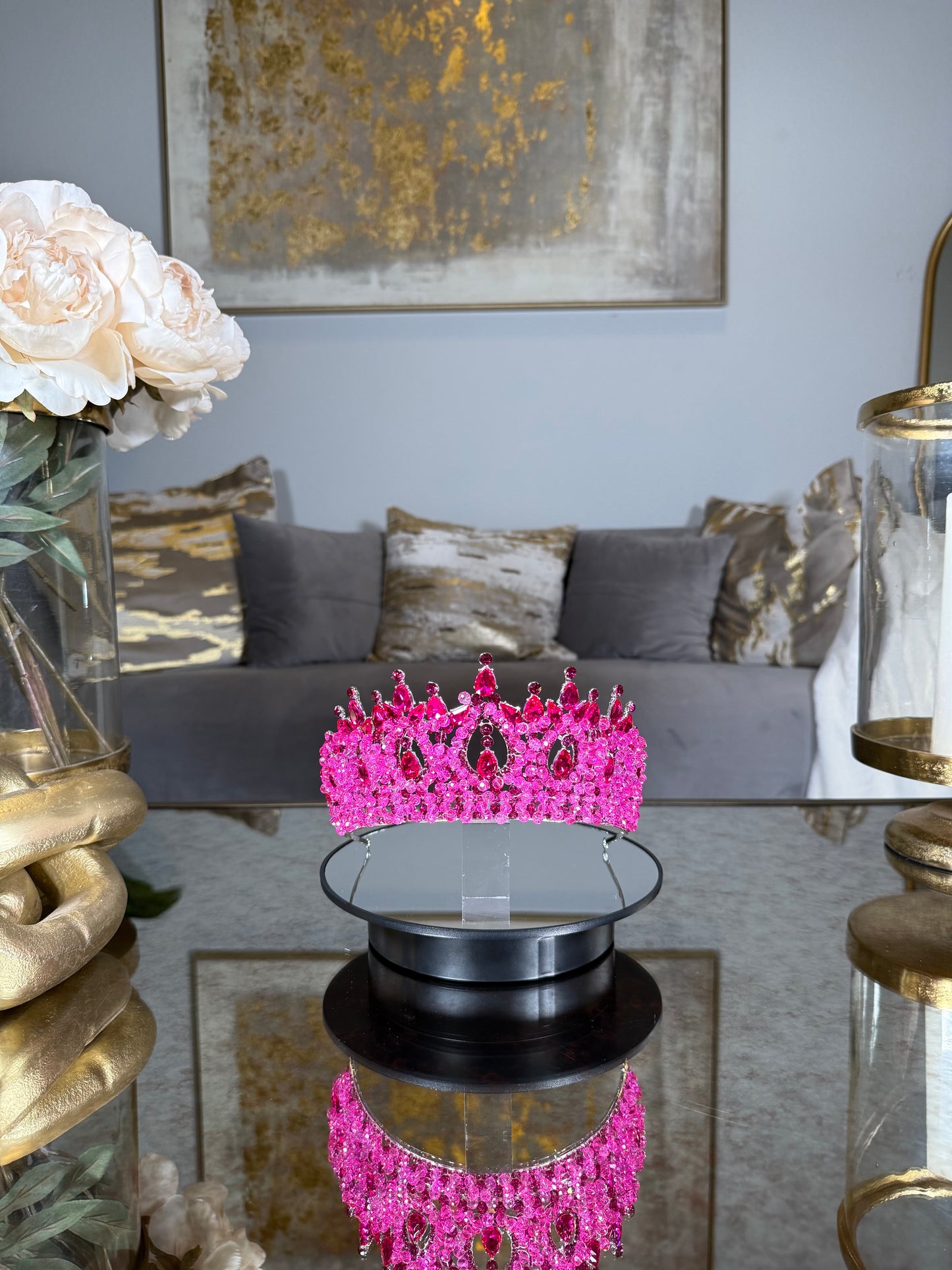 Hot Pink Beaded Crown